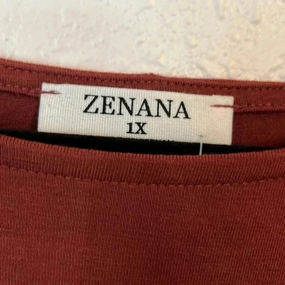 Zenana plus size, A-line dress, short sleeve, rust color, side pockets, nwt - Picture 4 of 6